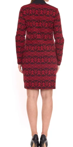 Kleider*Aniston Damen Langarm-Kleid geblümtes Damen Mini-Kleid mit Stehkragen 11293815 Rot