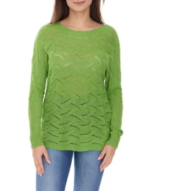 Sweater & Pullover*Aniston Damen Langarm-Shirt mit Rücken-Cut-Out Alltags-Pullover Sommer-Shirt 48676348 Grün