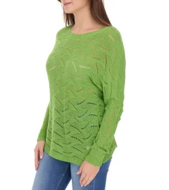 Sweater & Pullover*Aniston Damen Langarm-Shirt mit Rücken-Cut-Out Alltags-Pullover Sommer-Shirt 48676348 Grün