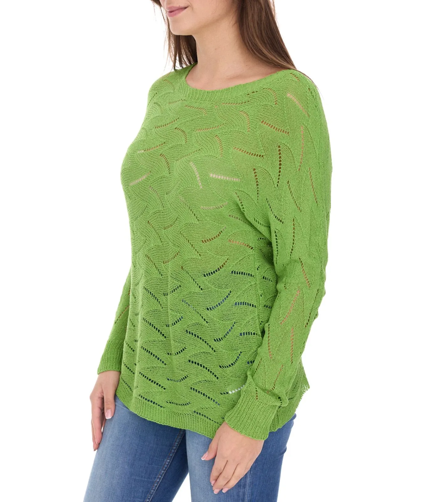 Sweater & Pullover*Aniston Damen Langarm-Shirt mit Rücken-Cut-Out Alltags-Pullover Sommer-Shirt 48676348 Grün