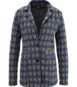 Große Größen|Blazer & Sakko*Aniston SELECTED Damen Alltags-Blazer karierte Business-Jacke Anzug-Jacke 60669556 Blau/Orange