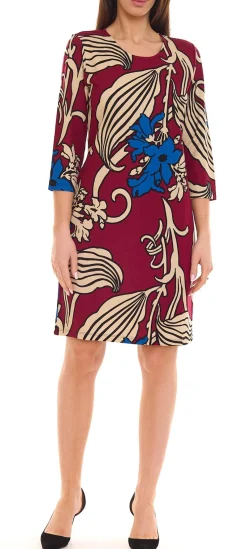 Kleider*Aniston SELECTED Damen 3/4-Arm Kleid geblümtes Midi-Kleid Sommer-Kleid 75546760 Rot