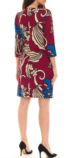 Kleider*Aniston SELECTED Damen 3/4-Arm Kleid geblümtes Midi-Kleid Sommer-Kleid 75546760 Rot