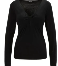 Sweater & Pullover*Aniston SELECTED Damen Langarm-Shirt mit Knotendetails Alltags-Pullover 15858260 Schwarz