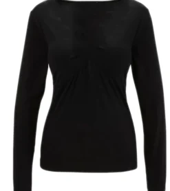 Sweater & Pullover*Aniston SELECTED Damen Langarm-Shirt mit Knotendetails Alltags-Pullover 15858260 Schwarz