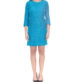 Kleider*Aniston SELECTED Damen Maschenkleid modisches Herbst-Kleid 52819234 Petrolblau