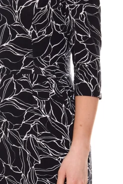 Kleider*Aniston SELECTED Damen Mini-Kleid mit abstraktem Allover-Print Langarm-Kleid Schwarz/Weiß