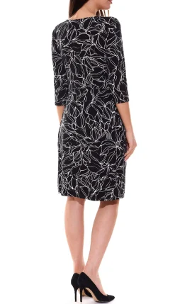 Kleider*Aniston SELECTED Damen Mini-Kleid mit abstraktem Allover-Print Langarm-Kleid Schwarz/Weiß