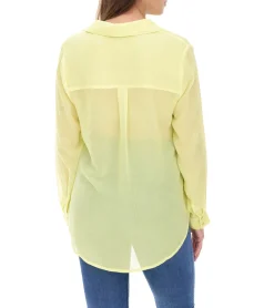 Große Größen|Poloshirts & Blusen*Aniston SELECTED Damen Sommer-Bluse Langarm-Shirt mit Kent-Kragen sommerliche Basic-Bluse 13456949 Gelb