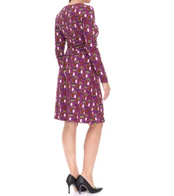 Kleider*Aniston SELECTED Damen Sommer-Kleid Midi-Kleid mit geometrischen Mustern Urlaubs-Kleid 39733762 Lila/Braun/Grün