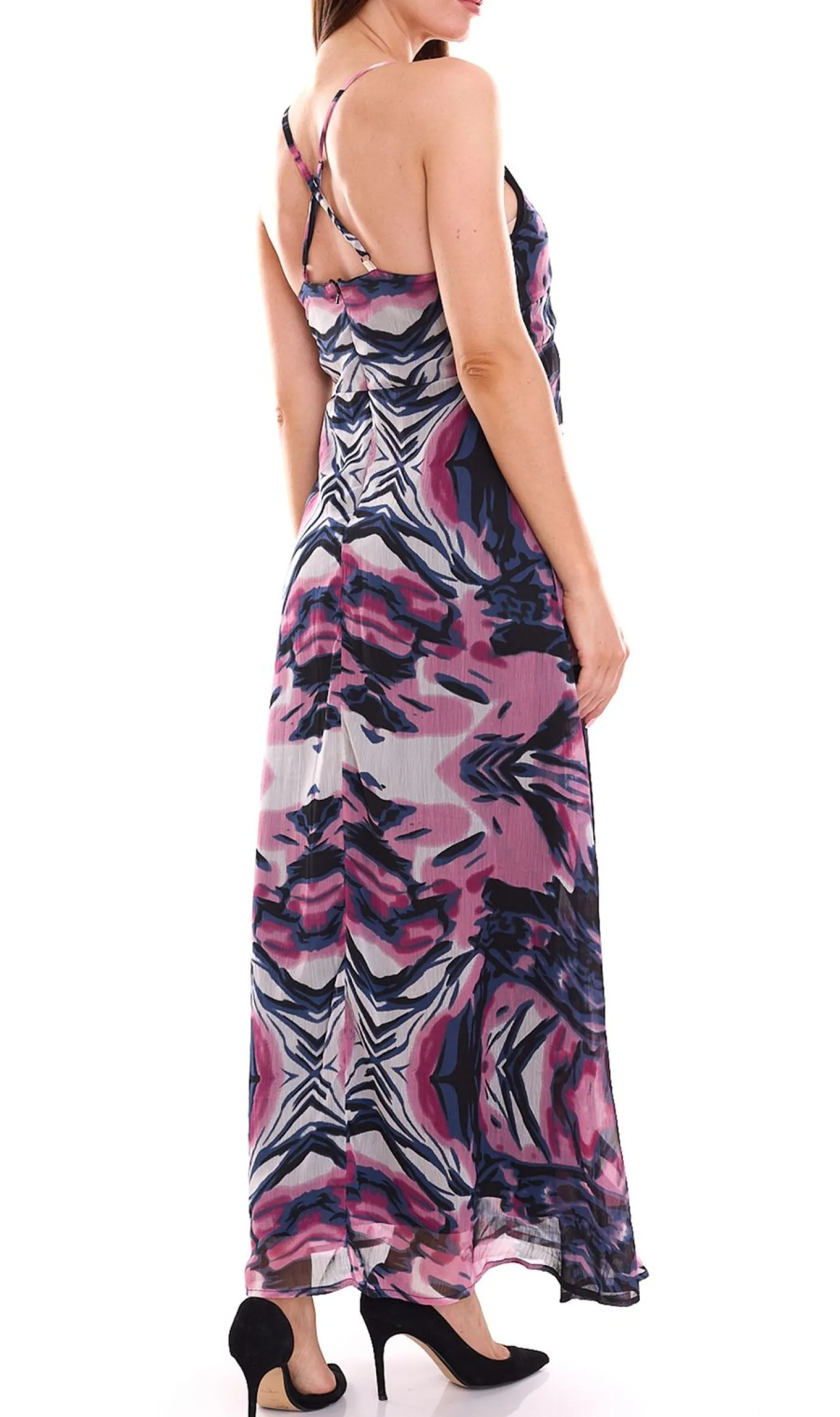 Kleider*Aniston SELECTED Damen Sommer-Kleid Maxi-Kleid mit Allover-Print 62973444 Violett/Bunt