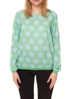Poloshirts & Blusen*Aniston SELECTED FM Damen Blusen-Shirt Allover mit Punkten bedruckt figurumspielend 37847721 Grün/Blau