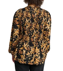 Poloshirts & Blusen*aprico Damen Bluse modische Sommer-Bluse mit Allover-Muster Langarm-Shirt 76048806 Braun/Schwarz