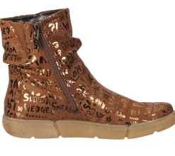 Boots & Stiefel*ara Damen Echtleder-Schuhe Highsoft Stiefel mit glänzendem Allover-Print 1089461-42 Braun