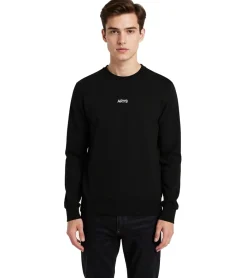 Sweater & Pullover|Pullover & Sweater*ARYS Posture Pullover mit Logo Schriftzug Baumwoll-Pullover Freizeit-Pullover X222 Schwarz