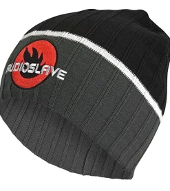 Caps & Mützen*Bio-Domes Headgear Audioslave Beanie Rockband kuschelige Mütze mit Logo-Stickerei Winter-Mütze Fan-Artikel 1318AUD Schwarz/Grau/Weiß