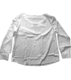 Poloshirts & Blusen*AWAMA Damen Sommer-Bluse mit V-Ausschnitt und Deko-Knopf Langarm-Shirt 49089472 Weiß