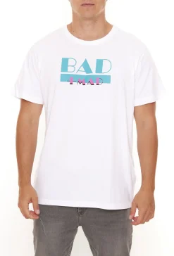 T-Shirts & Tank Tops*BAD+MAD Miami Tee Herren Sommer-Shirt mit großem Marken-Print Baumwoll-T-Shirt BMTR001 Weiß