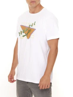 T-Shirts & Tank Tops*BAD+MAD Rio Tee Herren Kurzarm-Shirt mit großem Front-Print Baumwoll-T-Shirt BMTR005 Weiß