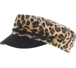 Caps & Mützen*O46 Baker-Boy-Mütze mit Leopardenprint Ballon-Mütze mit dekorativem Kordelband Kopfbedeckung Sommer-Cap Schirm-Mütze 4606M K248213 Beige