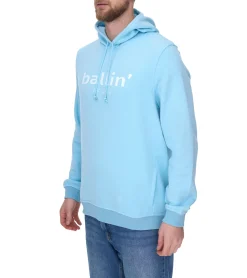 Pullover & Sweater*Ballin Est. 2013 Herren Kapuzen-Pullover nachhaltiger Sweat-Hoodie mit Logo-Schriftzug auf der Front HO-H00050-SKY Blau