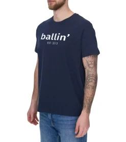 T-Shirts & Tank Tops*Ballin Est. 2013 Herren nachhaltiges Baumwoll-Shirt mit Logo-Print auf der Front Kurzarm-Shirt SH-REG-H050 Weiß, Navy, Hellblau oder Schwarz