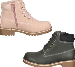 Stiefel*bama Kinder Herbst-Boots Schnür-Stiefelette für Mädchen und Jungen mit verstärkter Fersenkappe Rosa oder Khaki