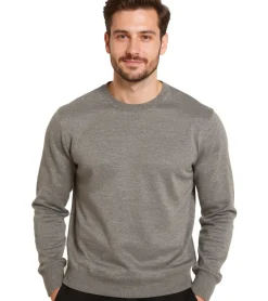 Pullover & Sweater*BARO Cousteau Herren Merino Woll-Pullover Strick-Pullover Grau