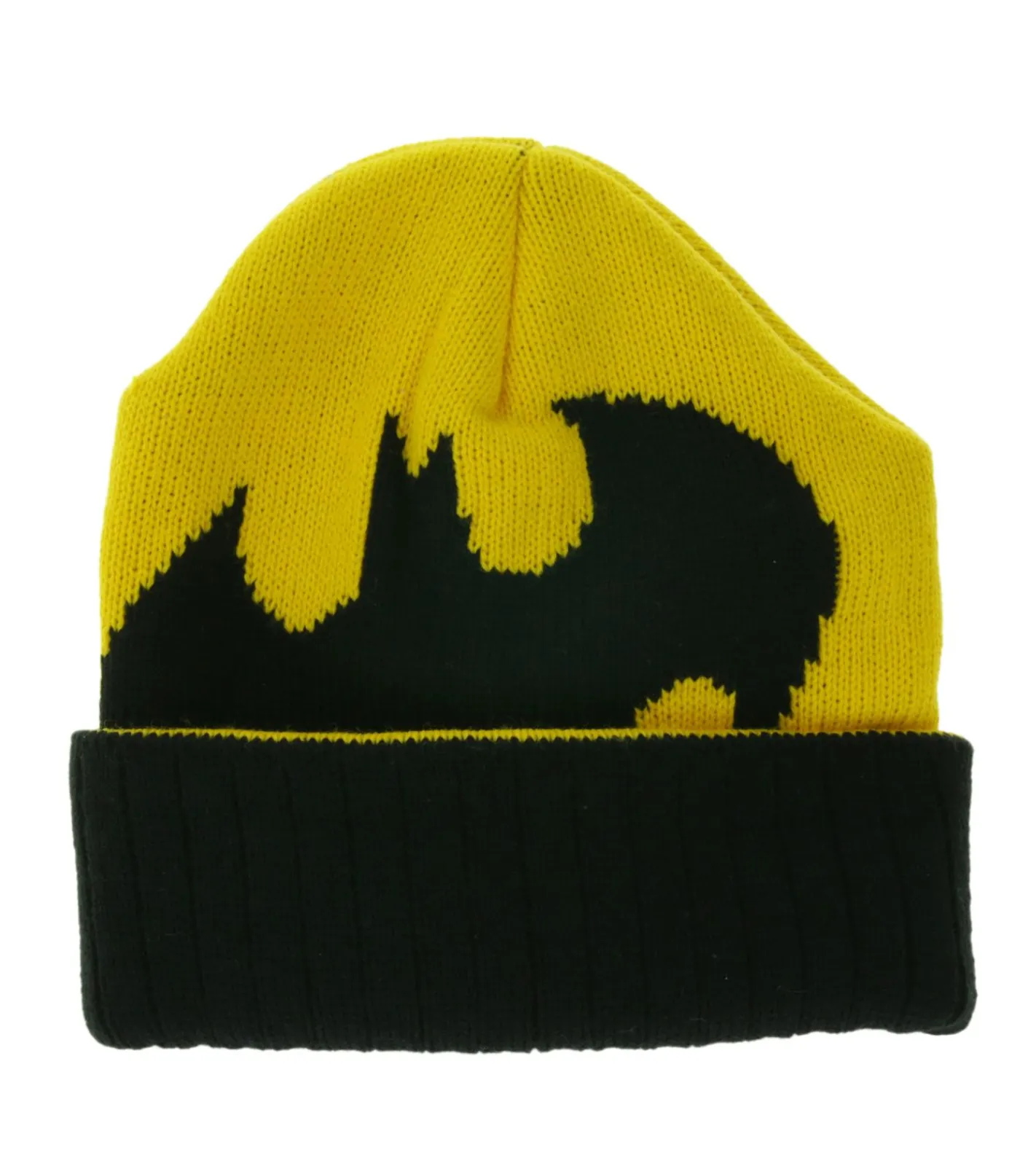 Caps & Mützen*BioworldMerch Batman Unisex Beanie Strick-Mütze mit Batman-Logo Fan-Beanie KC07AQBTM Schwarz/Gelb