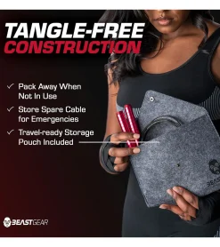 Sportausrüstung|Freizeitsport*BEASTGEAR Elite Premium-Aluminium-Springseil 3m Speed-Fitness-Springseil oder 2,8m Speed-Fitness-Springseil aus Stahl Fitness Boxen, MMA, HIIT, Krafttraining und Double Unders Rot/Schwarz oder Schwarz Pro