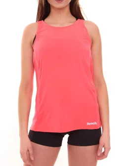 Fitnessmode & Jogginghosen|Tops & T-Shirts*Bench. Bench Damen Tank Top ärmelloses Sport-Shirt mit Cut Out im Rücken Lauf-Shirt PK11423 11423 Neon Orange