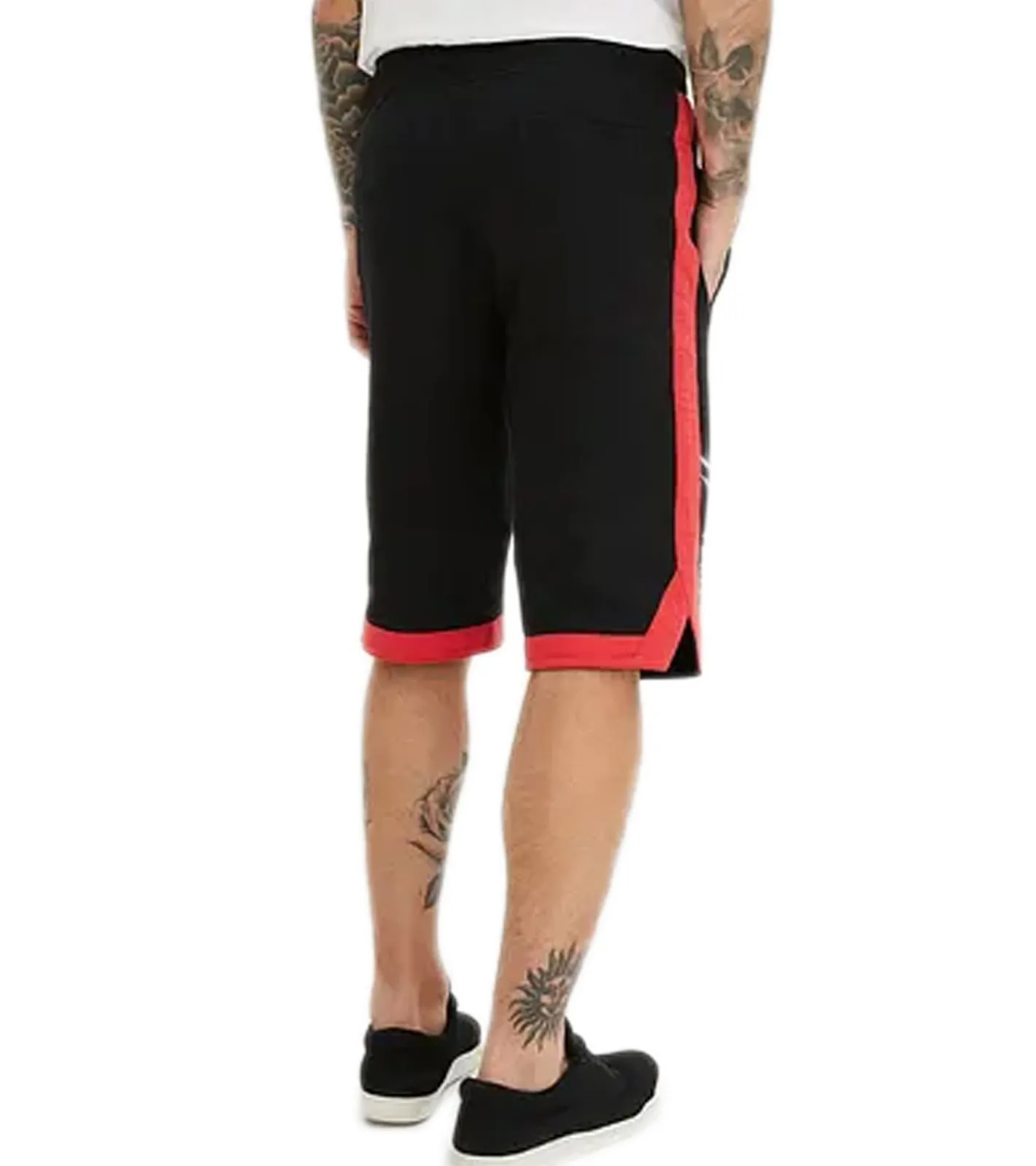 Shorts & Bermudas*O46bpx bequeme Herren Sweat-Shorts kurze Baumwoll-Hose mit Front-Print 919984 Schwarz/Weiß/Rot