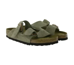 Zehentrenner & Sandalen|Pantoffeln & Hausschuhe*BIRKENSTOCK Arizona Damen Sommer-Schlappen Made in Germany normale Breite 0951301 Taupe-Grau