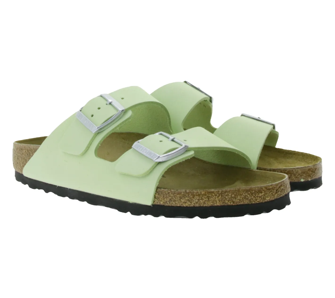 Zehentrenner & Sandalen|Pantoffeln & Hausschuhe*BIRKENSTOCK Arizona Damen Nubukleder-Pantoletten Made in Germany Sommer-Schuhe Schmale Weite Sandalen 1026710 Lime