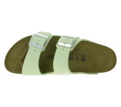 Zehentrenner & Sandalen|Pantoffeln & Hausschuhe*BIRKENSTOCK Arizona Damen Nubukleder-Pantoletten Made in Germany Sommer-Schuhe Schmale Weite Sandalen 1026710 Lime
