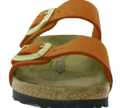 Zehentrenner & Sandalen|Pantoffeln & Hausschuhe*BIRKENSTOCK Arizona Damen Zehentrenner moderne Leder-Sandalen Made in Germany farbenfrohe Sommer-Schuhe schmale Weite 1026732 Orange