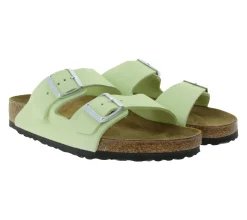 Zehentrenner & Sandalen|Pantoffeln & Hausschuhe*BIRKENSTOCK Arizona Damen Nubukleder-Pantoletten Made in Germany Sommer-Schuhe Normale Weite Sandalen 1026687 Lime