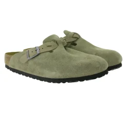 Pantoffeln & Hausschuhe*BIRKENSTOCK Boston Damen Hausschuhe mit Kork-Latex-Fußbett Schlupf-Schuhe geflochtenem Riemen Normale Weite Made in Germany 1026667 Hellbraun