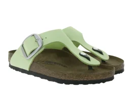 Zehentrenner & Sandalen|Pantoffeln & Hausschuhe*BIRKENSTOCK Gizeh Big Buckle Damen Zehentrenner moderne Nubukleder-Sandalen Made in Germany farbenfrohe Sommer-Schuhe normale Weite 1026575 Grün