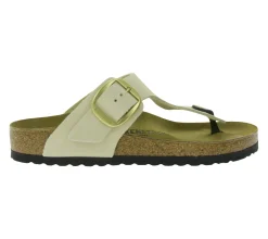 Zehentrenner & Sandalen|Pantoffeln & Hausschuhe*BIRKENSTOCK Gizeh Big Buckle Damen moderne Pantoletten Made in Germany Sommer-Schuhe coole Schlappen aus Leder Normale Weite 1026580 Beige