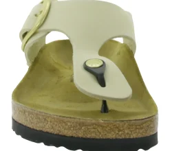Zehentrenner & Sandalen|Pantoffeln & Hausschuhe*BIRKENSTOCK Gizeh Big Buckle Damen moderne Pantoletten Made in Germany Sommer-Schuhe coole Schlappen aus Leder Normale Weite 1026580 Beige