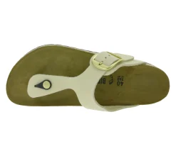 Zehentrenner & Sandalen|Pantoffeln & Hausschuhe*BIRKENSTOCK Gizeh Big Buckle Damen moderne Pantoletten Made in Germany Sommer-Schuhe coole Schlappen aus Leder Normale Weite 1026580 Beige
