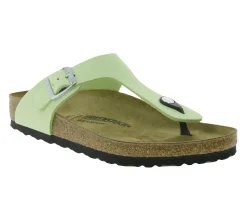 Zehentrenner & Sandalen|Pantoffeln & Hausschuhe*BIRKENSTOCK Gizeh Damen moderne Pantoletten Made in Germany Sommer-Schuhe coole Schlappen aus Leder Normale Weite 1026519 Lime