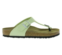 Zehentrenner & Sandalen|Pantoffeln & Hausschuhe*BIRKENSTOCK Gizeh Damen moderne Pantoletten Made in Germany Sommer-Schuhe coole Schlappen aus Leder Normale Weite 1026519 Lime