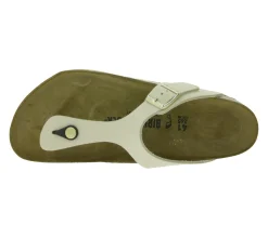 Zehentrenner & Sandalen|Pantoffeln & Hausschuhe*BIRKENSTOCK Gizeh Damen moderne Pantoletten Made in Germany Sommer-Schuhe coole Schlappen aus Leder Normale Weite 1026558 Beige