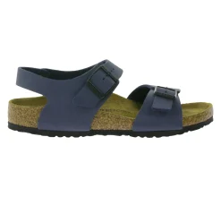 Sandalen*BIRKENSTOCK New York Kids Pantoletten Sandalen Made in Germany schmale Breite Leder-Schuhe 87773 Blau