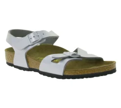 Sandalen|Hausschuhe*BIRKENSTOCK Rio Kinder Sandaletten Made in Germany Sommer-Schuhe Mädchen Sandalen Schmale Weite 731483 Silber