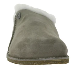 Pantoffeln & Hausschuhe*BIRKENSTOCK Zermatt Unisex Hausschuhe Echtleder mit Fellfutter Made in Germany normale Breite 1023099 Grau