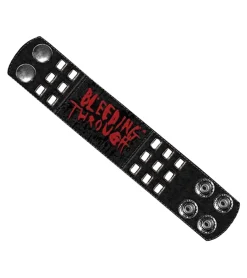 Schmuck*BioworldMerch Bleeding Through Armband Metalcore-Band mit Logo-Schriftzug Fan-Artikel Leder-Armband WB106265BTH3 Schwarz