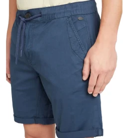 Große Größen|Shorts & Bermudas*BLEND Herren Baumwoll-Shorts kurze Bermuda mit Krempelsaum und Gummibund 20716624 194024 Blau